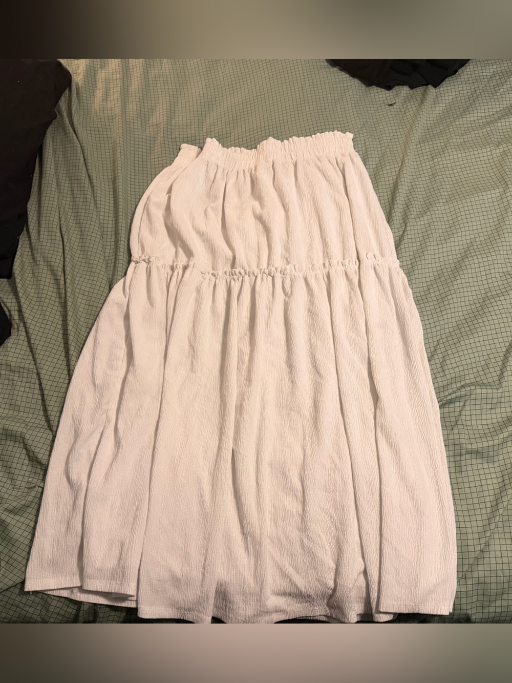 Cato White Tiered Maxi Skirt with Elastic Waist